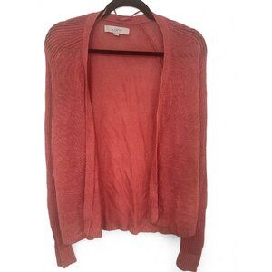 Loft XS Sweater Cardigan Long Sleeve Open Coral Size Large #023